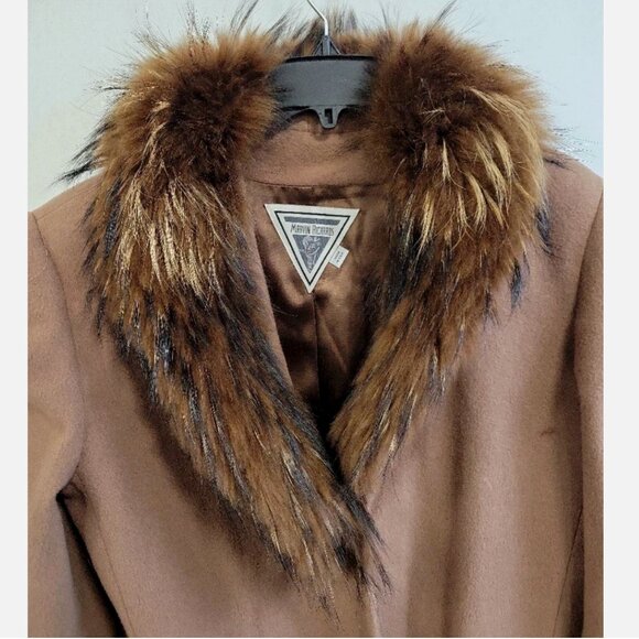 Vintage USA MARVIN RICHARDS 100% Lambswool with Fox Fur Trim Size 12 Penny Lane - Picture 2 of 9